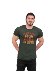 Train Hard or Go Home, Round Neck Gym Tshirt (BG Red, Golden) - Foremost Gifting Material for Your Friends and Close Ones