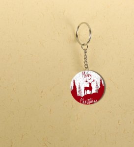 The Start of Festive Cheer with Santa Charm Printed Round Keychain Pack of 2.